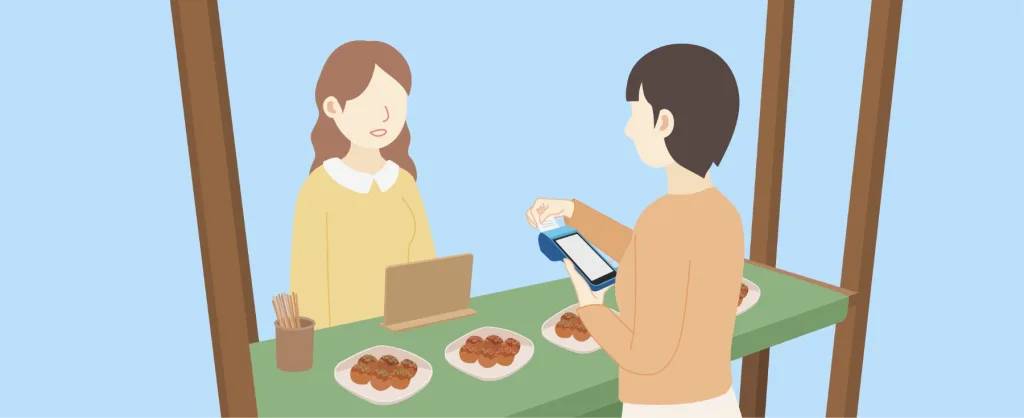 手持發票機-Ushow Mini-攤販結帳情境圖